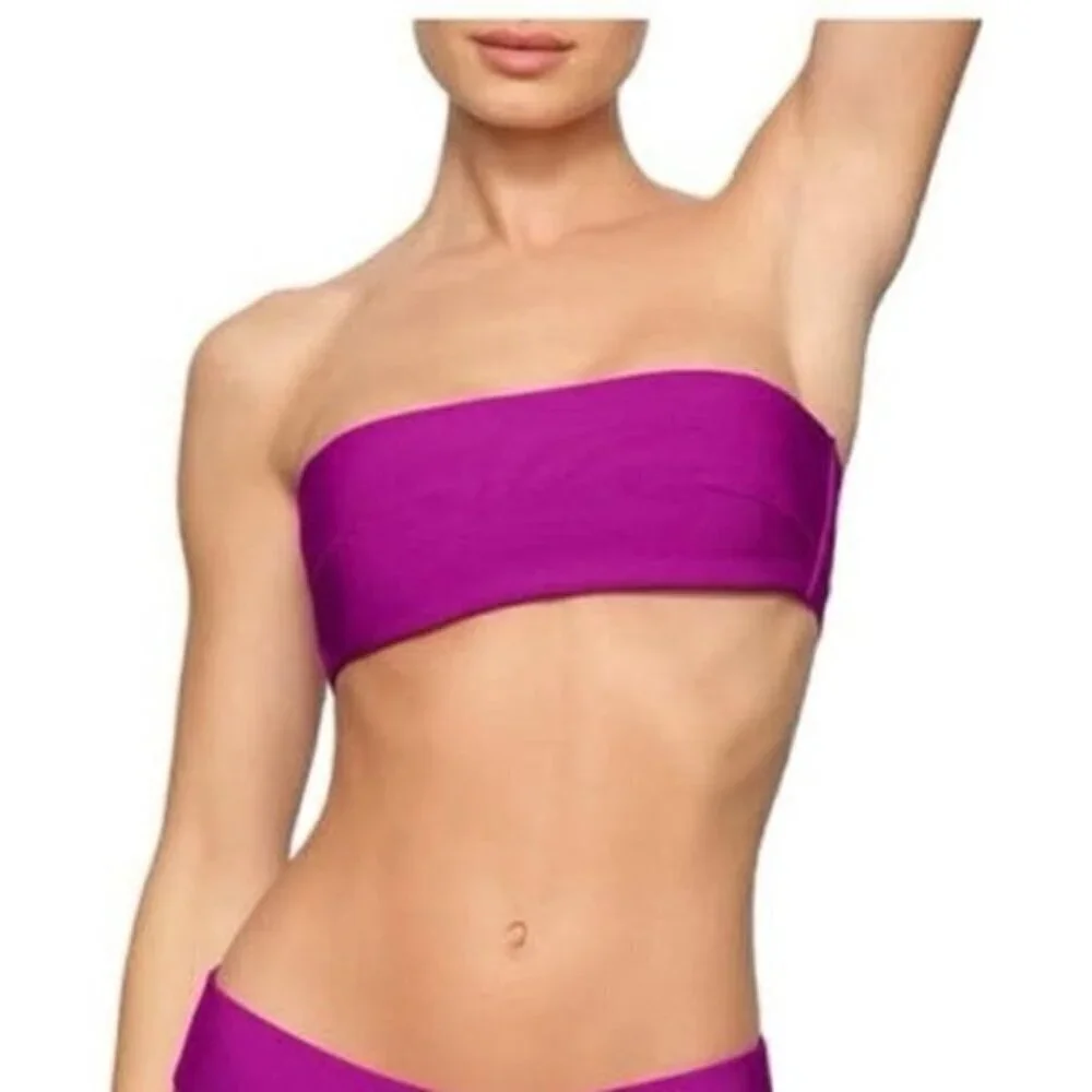 NWT Skims XXS Swim Knit Bandeau Strapless Bikini Top Lollipop Pink
